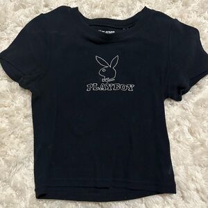 black playboy crop top